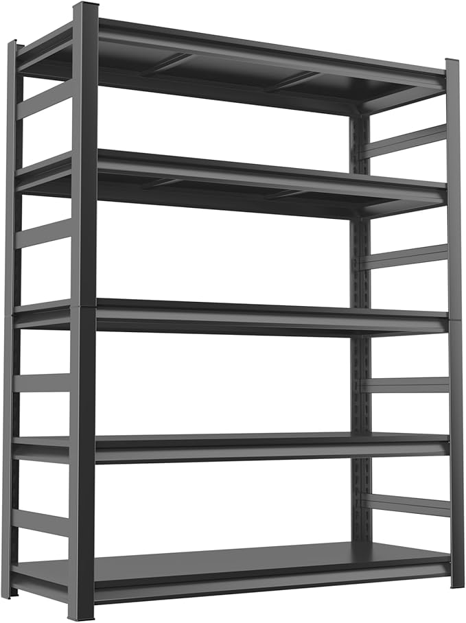 5 Tier Tall Storage Shelves, Heavy Duty Garage Shelving Unit, Adjustable Metal Shelves for Garage Storage, Basement, 35.4" W x 16" D x 71.2" H