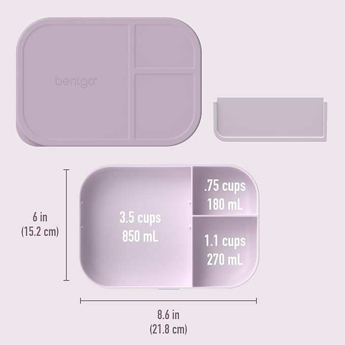 Bentgo® Modern Tray with Matte Lid - Reusable, BPA-Free, Meal Prep Containers for Adults with Removable Divider - 3 or 4 Compartments for Healthy Portioned Meals At Home & On the Go (Orchid)