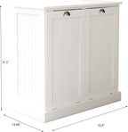 Two-Compartment Tilt-Out Laundry Sorter Cabinet,Bathroom Storage Organize Cabinet with 2 Removable Hamper Clothes Basket (White)