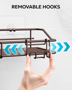Nieifi Shower Caddy Shelf with Hooks Storage Rack Organizer Adhesive Stainless Steel without Drilling for Bathroom, Lavatory, Washroom, Restroom, Shower, Toilet, Kitchen (Brown, 3 Pack)