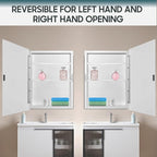 Plastic Bathroom Medicine Cabinet Mirror 16x28 inch, Recessed Medicine Cabinet or Surface Wall Mount Bathroom Cabinets with Adjustable Shelves, Beveled Edge Mirror Cabinet