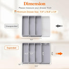 Lifewit Utensil Organizer for Kitchen Drawer, Expandable Cooking Silverware Tray, Adjustable Cutlery Flatware Holder, Plastic Spatula Tools Storage Divider, 17.3 x 15.8", Gray