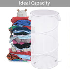 BATTOO 2 Pack Collapsible Laundry Basket with Lid Foldable Mesh Pop Up Hamper with Handles for Laundry Room, Bathroom, Kids Room, College Dorm, Travel, Storage Organizer Black+White