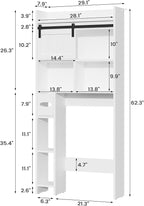 Semoic Over The Toilet Storage Cabinet, Over The Toilet Shelf with Sliding Door & Toilet Paper Holder Stand, Bathroom Above Toilet Storage, Home Space-Saving Toilet Rack for Bathroom, Restroom,White