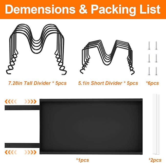 Pots and Pans Organizer for under Cabinet Pull Out Cabinet Organizer Sliding Pot and Pan Organizer in Kitchen, Cabinet Pull Out Shelves, for Pots, Lids and Pan Organizer with Two Types of Shelves