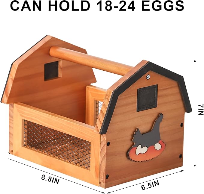 Egg Basket for Gathering Fresh Eggs, Farmhouse Egg Collecting Basket, Wood Chicken Egg Basket Countertop. （Brown Medium）