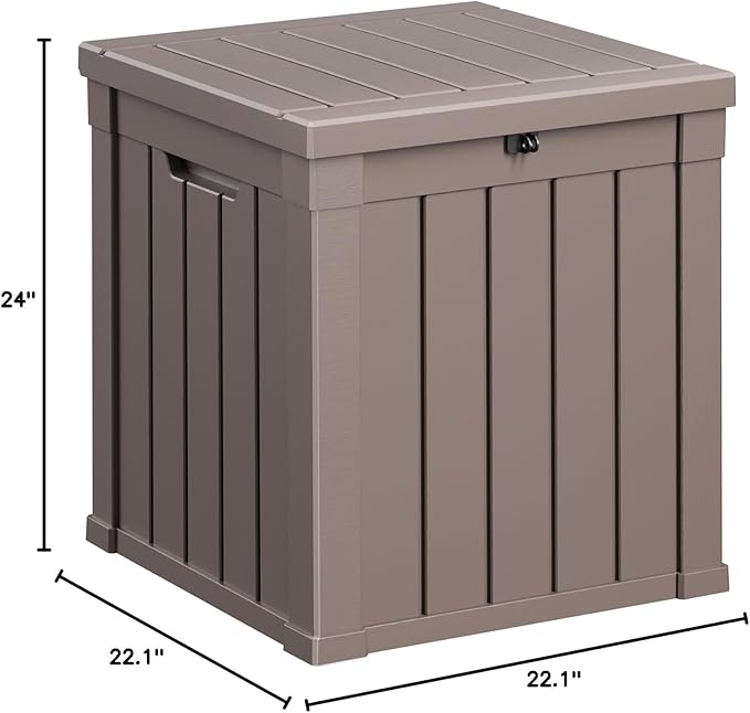 50 Gallon Resin Deck Box, Lockable Patio Outdoor Storage Box for Furniture, Garden Tools and Tools Storage, Waterproof Outside Storage Boxes - Grey