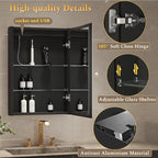 Spliceable Modular LED Lighted Bathroom Medicine Cabinet Mirror with Anti-Fog Aluminum Frame, Adjustable Lighting, Built-in Sockets & USB Ports – Wall Mounted (Right Hinge, 28" L x 20" W)