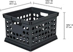 Sterilite Stackable Plastic Storage Crate Bin Organizer File Box with Handles for Home, Office, Dorm, Garage, or Utility Organization, Black, 12-Pack