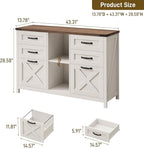 Lateral File Cabinet with 6 Drawers, Farmhouse Filing Cabinet for Letter/A4 Size, Wood File Storage Cabinets Printer Stand with Open Storage Adjustable Shelf for Home Office Cabinets, White and Brown