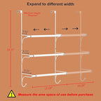 AULEDIO Adjustable Over The Door Triple Towel Rack with Hooks,White