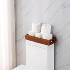Bathroom Decor Box,Wooden Toilet Tank Topper Basket Tray,Back of Toilet Basket for Paper Storage Bathroom Counter Organizer (Brown, 15.1 * 6 * 2.5in)