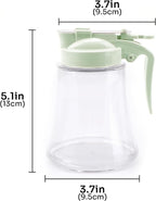 12 Oz Syrup Dispenser – No-Drip Pourers for Maple Syrup, Oil Dispenser Bottle with Non-Slip Handle, Honey Jar & Sirop Container, Reusable Syrup Bottle for Kitchen (Green)