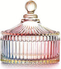 Colorful Glass Jar With Lid,Christmas Candy Dish,Candy Cookie Jars,Jewelry Box,Biscuit Containers Food Storage,Decorative Jar(Multi-Color)