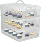 Cupcake Carrier, Cupcake Holder | Premium Upgraded Model Holds Cupcakes Steadier | Store up to 36 Cupcakes or Muffins | Stacking Cupcake Storage Container | Use 1,2, or 3 Tiers (White)