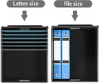 Huolewa File Organizer Boxes with Lids, Linen Office Document Storage Boxes, Filing Boxes, Decorative Small File Boxes for Hanging Files with Plastic Slide for Office/Cabinet/Decor/Home