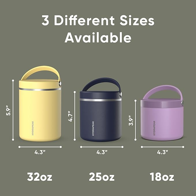 Hydrapeak 32oz Stainless Steel Vacuum Insulated Food Jar | for Hot Food and Cold Food, Wide Mouth Leak-Proof Soup for Adults, 10 Hours Hot and 16 Hours Cold (Camo) (Pack of 2)