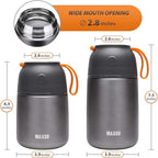 MAXSO 2 Pack Soup Thermo for Hot & Cold Food for Kids Adults, Vacuum Insulated Food Jar Thermal Lunch Containers, Travel Food Flask with Spoon (24 oz,17 oz) (Grey)