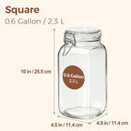 ComSaf 3-Pack 78oz Large Square Glass Jars, Airtight Canisters for Bulk Food Storage, Space-Saving Containers for approx. 4lb of Sugar, Coffee & Pantry Organization, Wide Mouth Design