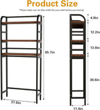 3-Tier Over The Toilet Storage Rack, Freestanding Bathroom Organizer Metal Frame Toilet for Small Spaces, Bathroom, Balcony, Laundry (Black)