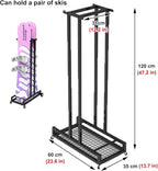 1 2 3 4 5 6 8 9 10 Pair Ski Storage Rack for Organize, Indoor Ski Board Stand for Garage/Basement/Shed, Floor Standing Longboard Carrier Wheels(Holds 2 pcs (1 Pair))