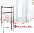 Home Basics 2 Tier Over The Toilet Bathroom Space Saver, Metal Bathroom Shelf Storage Unit, Anti-rust (Bronze)