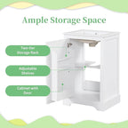 20 in Small Bathroom Vanity with Sink,Soft Close Door and Adjustable Shelf,Wood Modern Single Bathroom Sink Cabinet,Freestanding (White)