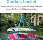 2-3 Tier Folded Mesh Clothes Drying Rack, Stackable Sweater Drying Rack, Portable Hanging Laundry Racks with Fixing Band for T-Shirt, Swimsuit, Underwear(Color:2 Tier)
