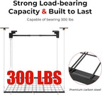 TBVECHI Overhead Garage Lifting Storage Rack, 4x4 Ft Heavy-Duty Metal Garage Ceiling Rack, Storage Organizer System with 79''L Adjustable Height, 300lbs Weight, Matte Black