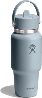 Hydro Flask Travel Water Bottle - Insulated Stainless Steel - Wide Straw Lid, Non Spill, Leakproof in 24 Oz Shale Gray