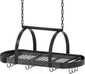 Hanging Pot Rack, Pot Hanger for Kitchen, Ceiling Mounted Pot Holder, Cookware Organizer with 12 S-Shaped Hooks, for Pot, Pan Storage, Space-Saving, Charcoal Black and Black TPR08BCC1