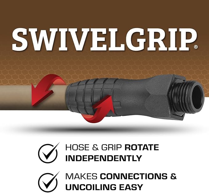Flexzilla Colors SwivelGrip Garden Hose 5/8 in. x 5 ft., Lightweight All-Weather Water Hose, Durable and Flexible, Leak-Free Connections, Brown Mulch
