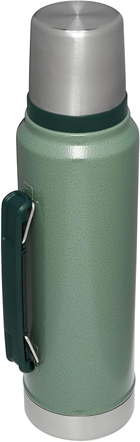 Stanley Classic Legendary Vacuum Bottle 1.1 qt Wide Mouth with Leakproof Cup Lid Keep Drinks Hot or Cold Packable for Travel Insulated Stainless Steel Thermal Bottle BPA-Free Hammertone Green