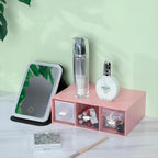 Desktop Drawers, Desk Organizer with 3 Drawers, Stackable Plastic Storage Box for Home Collection, Cosmetics, Jewelry, Office Supplies (1 Tall Layer, Pink)