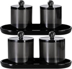 SheeChung Acrylic Vanity Tray Bathroom Storage Tray, 9.65 in x 4.5 in Catchall Holder, Countertop Sink Dispenser Organizer for Cabinet, Vanity, Shelf, Cupboard, or Closet Organization (2 Pack, Black)