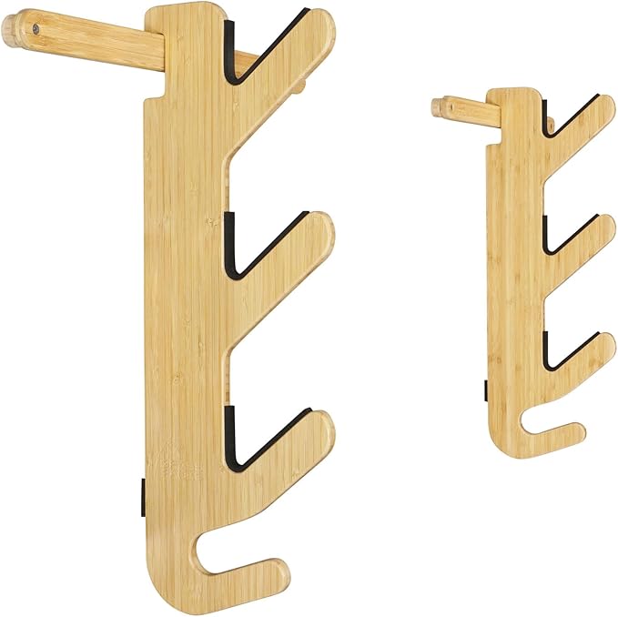 Grassracks Wall Ski Rack - Bamboo Wall-Mounted Ski Storage and Premium Ski Display Hallsteiner Series Indoor Ski Wall Mount (2 or 3 Pairs of Skis, Bamboo)