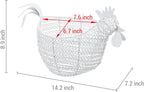 MyGift Modern Matte White Metal Wire Egg Storage Basket in Decorative Chicken Shaped Design, Farmhouse Container for Gathering Fresh Eggs and Easter Decor