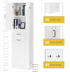 Tall Laundry Cabinet with Tilt Out Hamper, Wood Bathroom Storage Cabinet with Door,Drawer and Adjustable Shelves Freestanding (White)