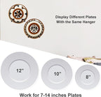 Adjustable Wall Plate Hangers for 7-14 inches Plate, Rubber Coating Anti-Scratch Plate Display, Vertical Stand Holder for Plaque, Tray, Framed Art, Black 2 Pack