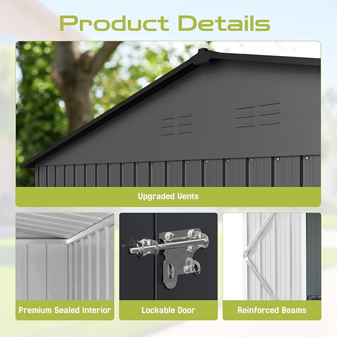 5' x 3' Outdoor Storage Shed, Sturdy Metal Building w/Floor and Lockable Doors for Garden, Backyard, Poolside and Lawn, Grey