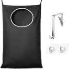 KEEPJOY XL Black Door Hanging Laundry Hamper, 36.5" x 22.5" Large Capacity Hanging Hamper Bag with Large opening and Strong Hooks for All Family Laundry, Blankets, and Toys (Black,1-Pack)