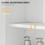 HOMCOM Bathroom Wall Cabinet, Modern Bathroom Cabinet Wall Mounted Medicine Cabinet with 2 Doors, Adjustable Shelf, Over the Toilet, White