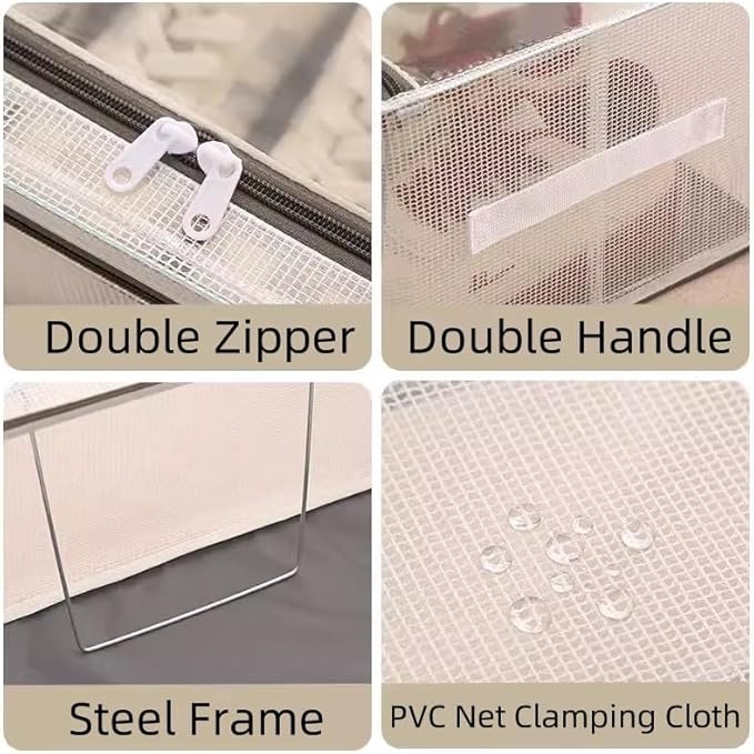 Stackable Storage Boxes with Clear Lids, 15.8-Inch Closet Storage Container with Metal Frame for Shoe, Boot, ﻿Sneaker (2 Pack, 19Qt, 15.8x11.8x6in)