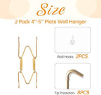 Bilillo 2 Pack Plate Hangers for The Wall, Suitable for 4.5-5.5 inch Decorative Plate, Stainless Steel Invisible Heavy Duty Wire Plate Holder with Wall Hooks, Plate Hangers for Displaying Plates