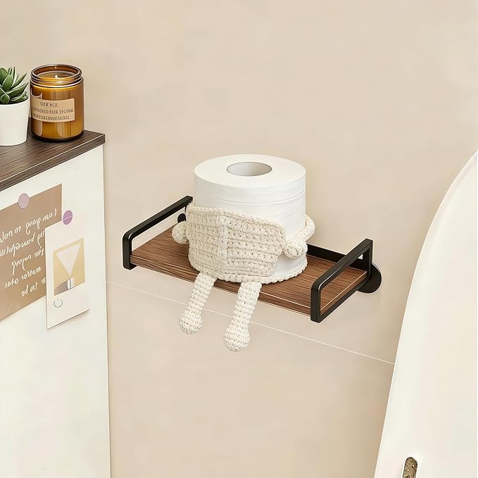 Crochet Toilet Paper Holder, Funny Toilet Paper Holder Free Standing Bathroom Set, Tissue Paper Storage, Cute Bathroom Decor (White)