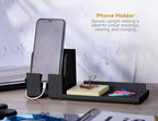 Bostitch Office Konnect Desk Organizer and Charging Station, 2 USB Ports & 2 Plugs, Charges Phones & Tablets, Pencil Cup, 4-Piece Design, Black