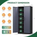 Letaya Metal Storage Cabinets with Lock Door and 5 Adjustable Shelves, Steel Garage Tool Organization Cabinets for Home,Utility Room, Warehouse,Lockers(71"-Black Gray) | Lock Door, 5 Adjustable Shelves, Garage, Lockers