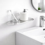Stainless Steel Bathroom Floating Shelf, Wall Mounted Metal Shelf 19.6 Inch, Modern Minimalist Narrow Storage Shelf for Bathroom, Brushed Silver, Rust Resistant