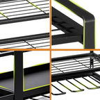 32" W Large Power Tool Organizer Wall Mount, 4 Tiers Heavy Duty Metal Garage Storage Racks, Drill Hanger Storage Rack with 8 Drills Holder, Utility Racks for Garage Workshop