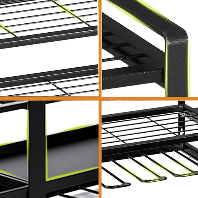 32" W Large Power Tool Organizer Wall Mount, 4 Tiers Heavy Duty Metal Garage Storage Racks, Drill Hanger Storage Rack with 8 Drills Holder, Utility Racks for Garage Workshop